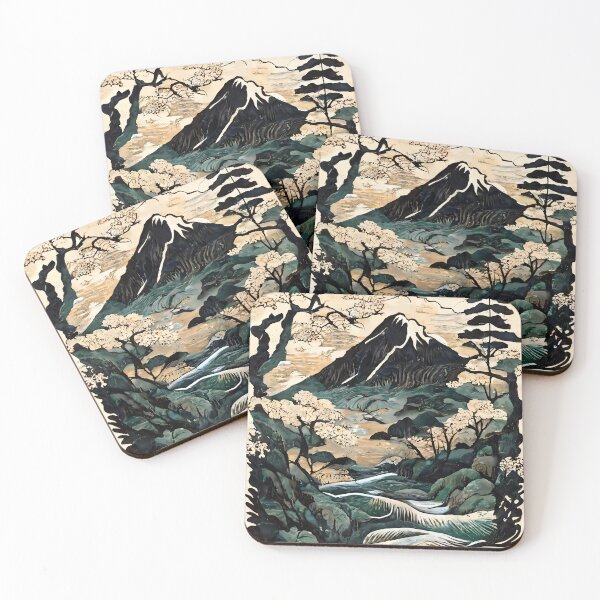 Item preview, Traditional Japanese Mountain River Nature Scene designed and sold by entwithanaxe.