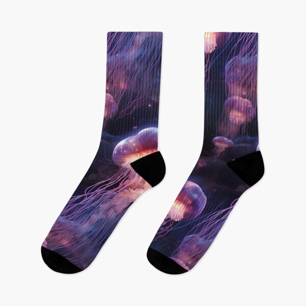 Item preview, Bioluminescent Ballet: Hypnotic Jellyfish Dance in Velvet Blues and Purples designed and sold by polonuim210.