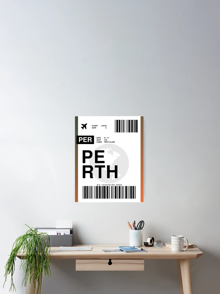 Thumbnail 2 of 3, Poster, Perth Boarding Pass designed and sold by RabbitK.