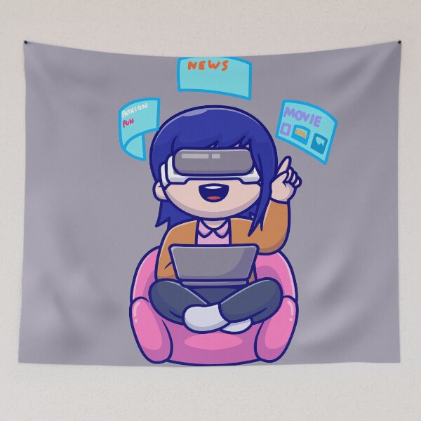 Item preview, Digital Dynamo: Cute Woman Embracing Virtual Work - Cartoon Vector Icon designed and sold by hjian8219.