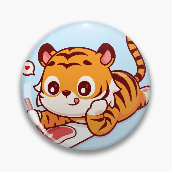 Item preview, Creative Carnivore: Cute Tiger Illustrates Steak - Cartoon Vector Icon" designed and sold by hjian8219.
