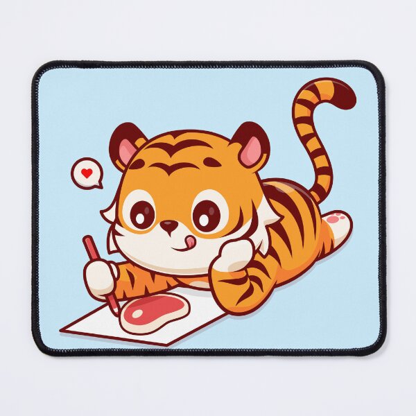 Item preview, Creative Carnivore: Cute Tiger Illustrates Steak - Cartoon Vector Icon" designed and sold by hjian8219.