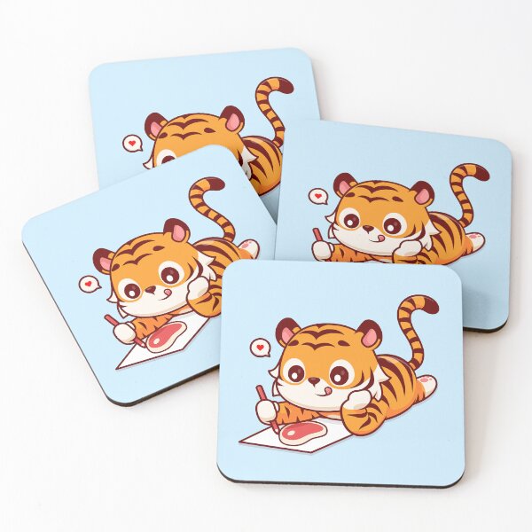 Item preview, Creative Carnivore: Cute Tiger Illustrates Steak - Cartoon Vector Icon" designed and sold by hjian8219.