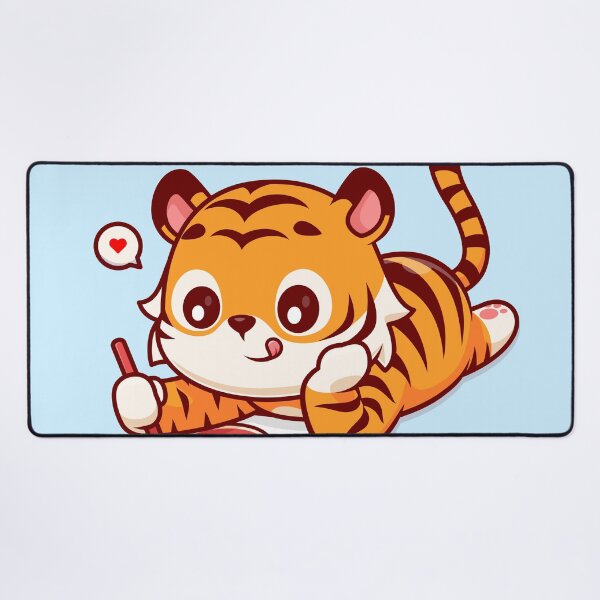 Item preview, Creative Carnivore: Cute Tiger Illustrates Steak - Cartoon Vector Icon" designed and sold by hjian8219.
