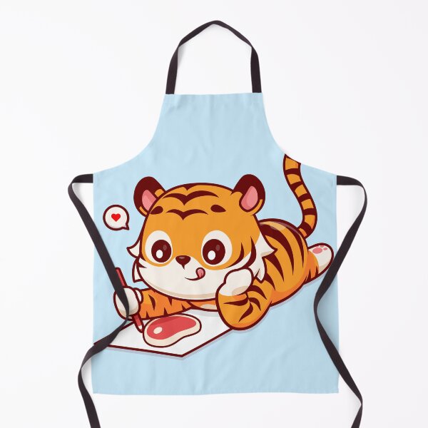 Item preview, Creative Carnivore: Cute Tiger Illustrates Steak - Cartoon Vector Icon" designed and sold by hjian8219.