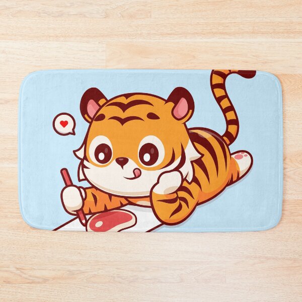 Item preview, Creative Carnivore: Cute Tiger Illustrates Steak - Cartoon Vector Icon" designed and sold by hjian8219.