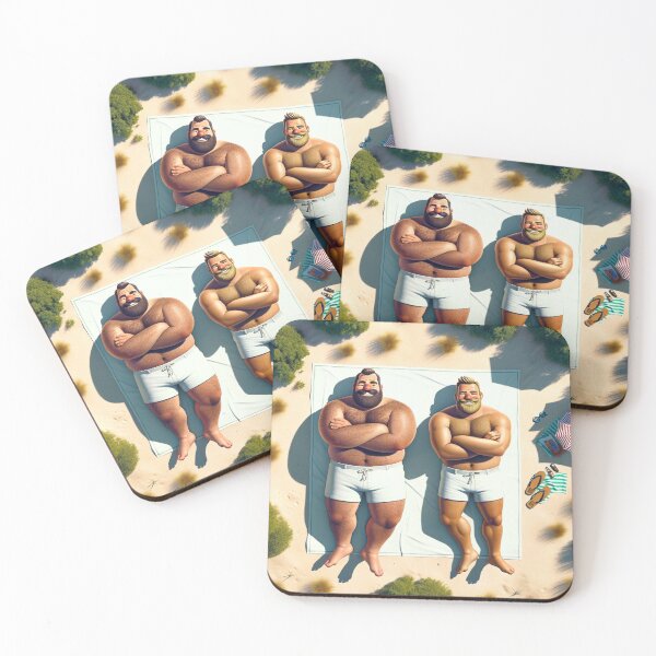 Item preview, Gay bear couple relaxing on the beach designed and sold by norbears.