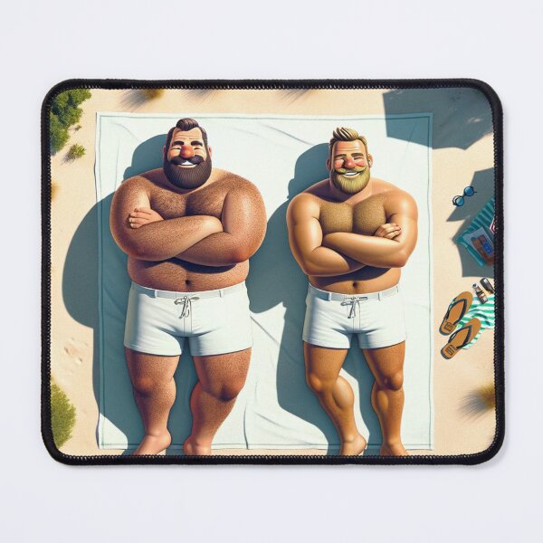Item preview, Gay bear couple relaxing on the beach designed and sold by norbears.