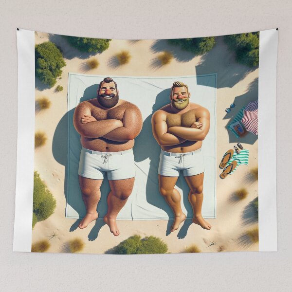 Item preview, Gay bear couple relaxing on the beach designed and sold by norbears.