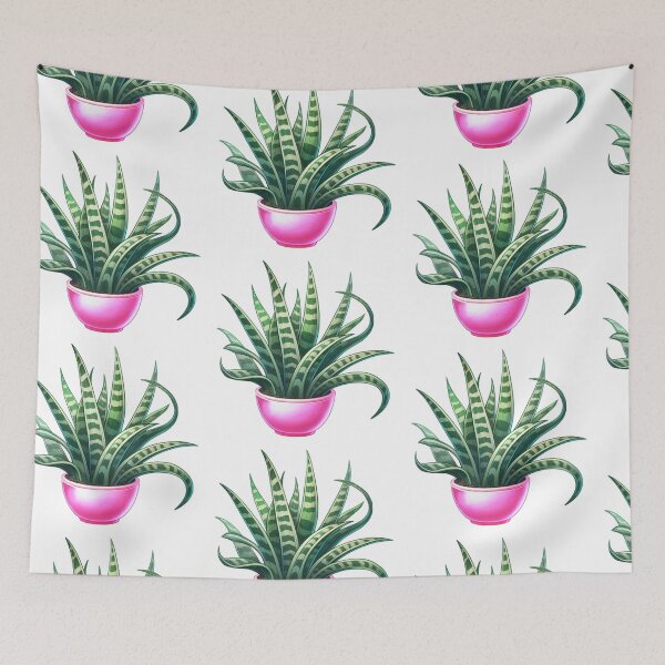Item preview, Pink Potted Snakeplant - Cute Cartoon Potted Houseplant Painting designed and sold by Star-Fragment.