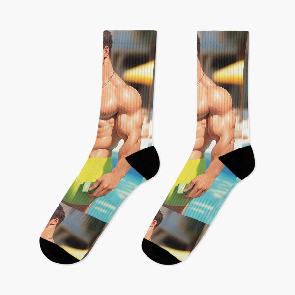 Item preview, Samson! Again, Hunky boy eating an ice cream at the pool.  designed and sold by ElliotMus.