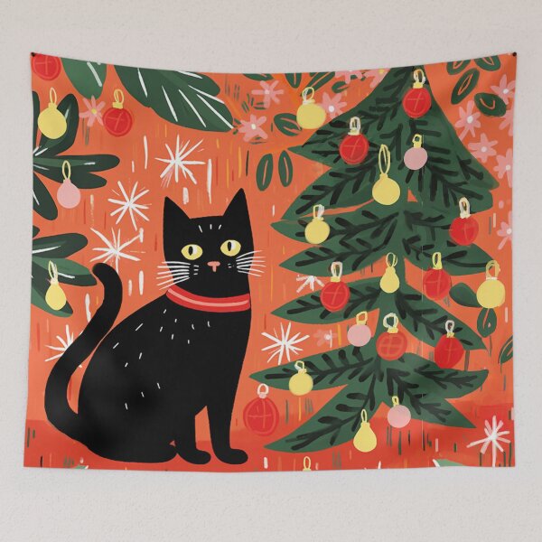 Item preview, Meowy Christmas Black Cat designed and sold by Artlizzard.