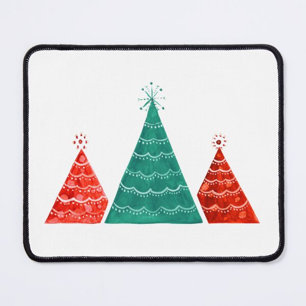 Item preview, Red and green watercolor Christmas trees designed and sold by Home Cyn Home.