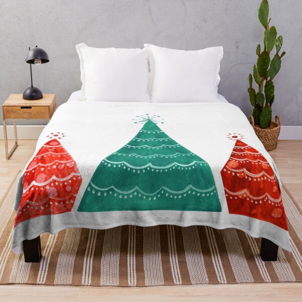 Item preview, Red and green watercolor Christmas trees designed and sold by Home Cyn Home.