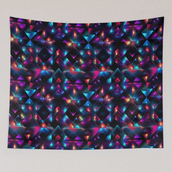 Item preview, Synthwave Nightscape: Pulsating Neon Geometric Kaleidoscope designed and sold by polonuim210.
