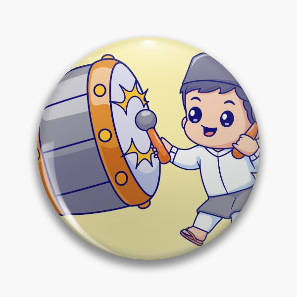 Item preview, Harmony in Faith: Cute Muslim Boy Playing Bedug Drum - Cartoon Vector Icon designed and sold by hjian8219.