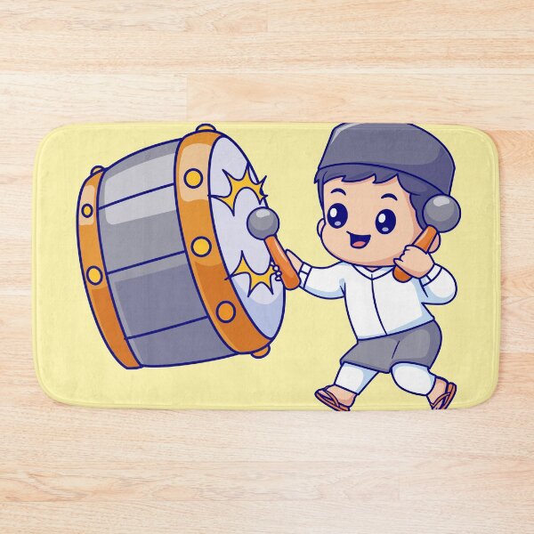 Item preview, Harmony in Faith: Cute Muslim Boy Playing Bedug Drum - Cartoon Vector Icon designed and sold by hjian8219.