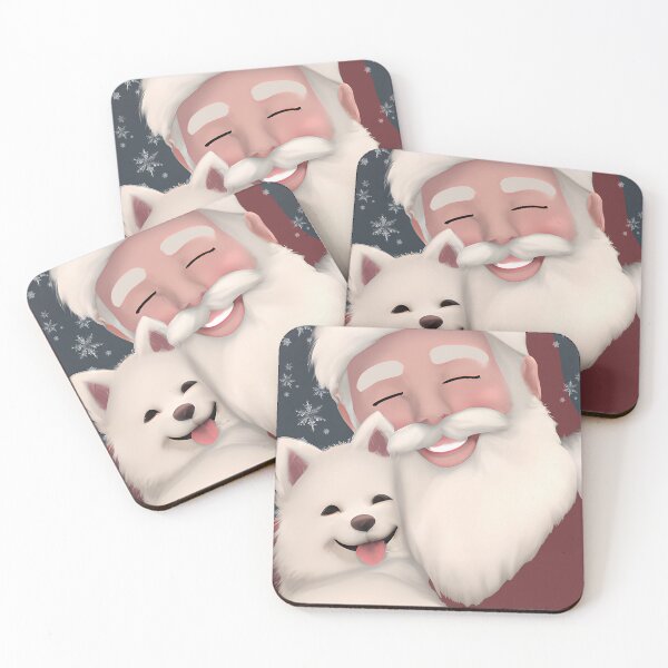 Item preview, Smiling Santa Claus with Adorable American Eskimo Puppy designed and sold by The Masked Designer.