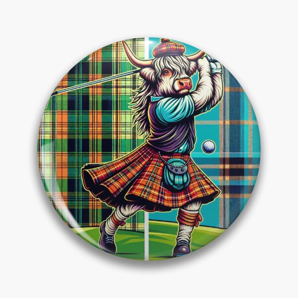 Item preview, Tartan Golf Highland Cow Graphic Tee designed and sold by KNAA.