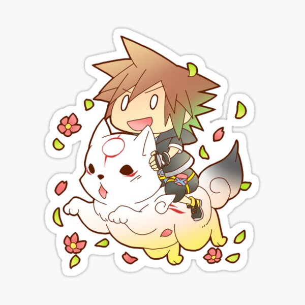 Chibi Sora & Okami of KH Sticker