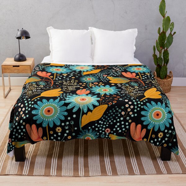 Item preview, Retro Floral with Dots, Orange and Teal designed and sold by Driftwood Spirits.