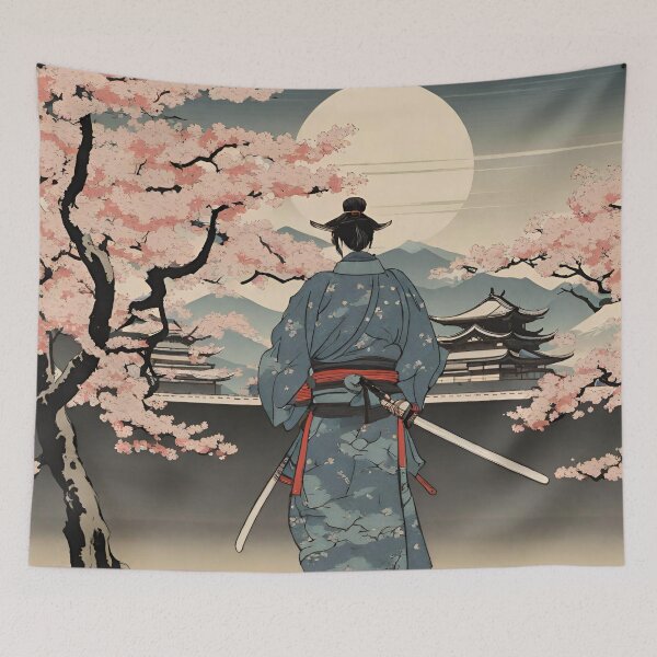 Item preview, Samurai Warrior Under Cherry Blossom Trees designed and sold by XamiDesign.