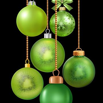 Artwork thumbnail, Kiwiana Kiwifruit Christmas Baubles by Mandii Pope