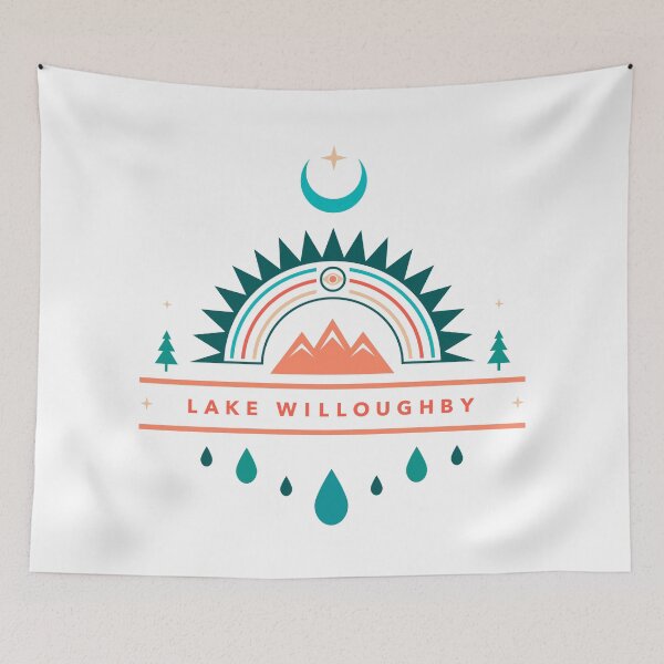 Item preview, LAKE WILLOUGHBY boho rainbow moon designed and sold by LeapDaze.