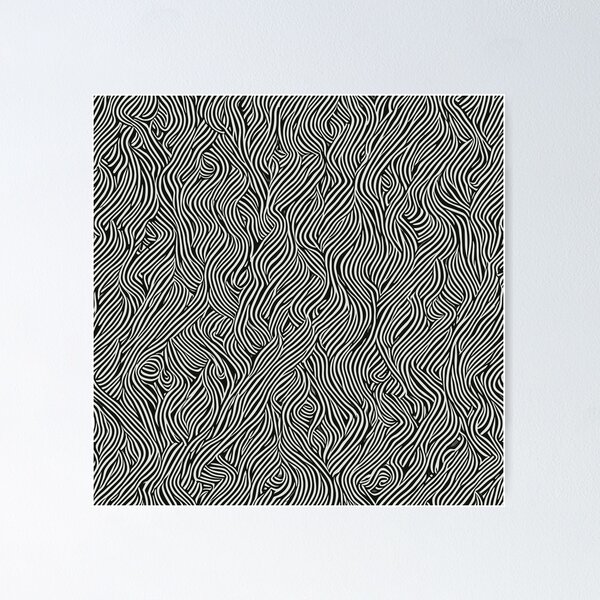 Item preview, black and white seamless pattern with wavy lines on it designed and sold by Salahuddin190.