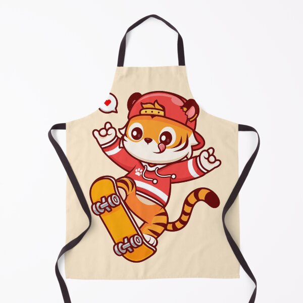 Item preview, Cute Tiger Playing Skateboard with Metal Hand Cartoon Vector Icon Illustration designed and sold by hjian8219.