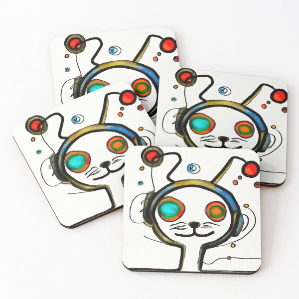 Item preview, cat wearing earphones designed and sold by growing-mom.