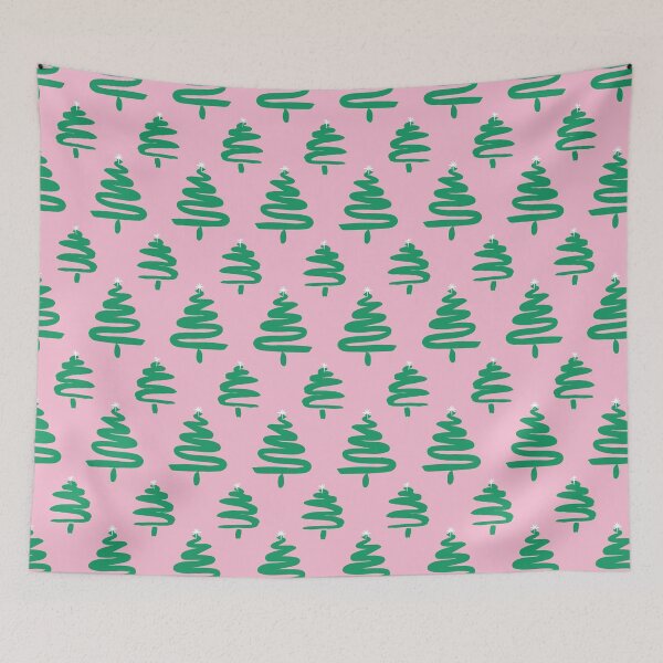 Item preview, Peppermint Paint Swirl Christmas Trees on Pink designed and sold by Crystal Hayden.
