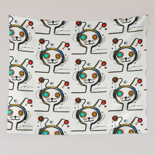 Item preview, cat wearing earphones designed and sold by growing-mom.