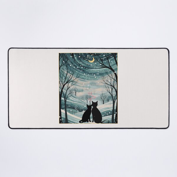 Item preview, Cats in Love staring at the moon on white bg designed and sold by mndesignworx.
