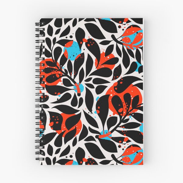 Artikelvorschau, Retro Blätter in Schwarz, Rot und Blau entworfen und verkauft von Pia Kolle.