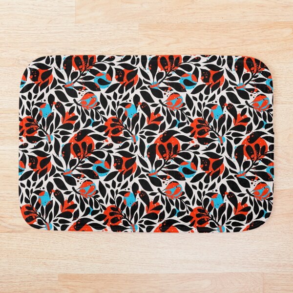 Item preview, Retro leaves in black, red and blue designed and sold by Pia Kolle.