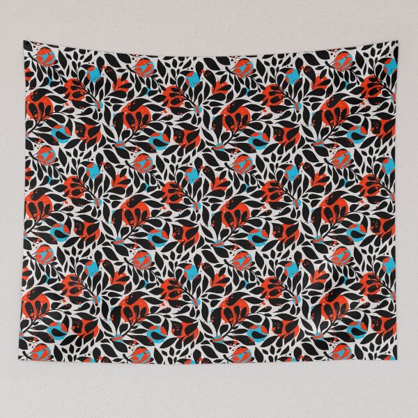 Item preview, Retro leaves in black, red and blue designed and sold by Pia Kolle.