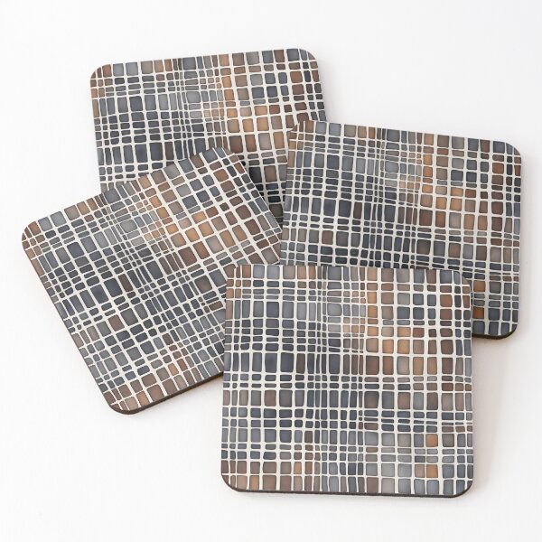 Item preview, Rust Brown and Taube Blue Watercolor Grid Pattern designed and sold by patterncrow.