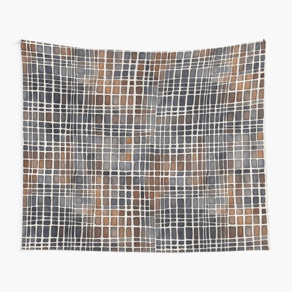Artikel-Vorschau von Rostbraunes und taubenblaues Aquarell-Gittermuster, designt und verkauft von patterncrow.