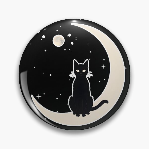 Artikelvorschau, schwarze Katze mit Mondtrend entworfen und verkauft von Catophile.