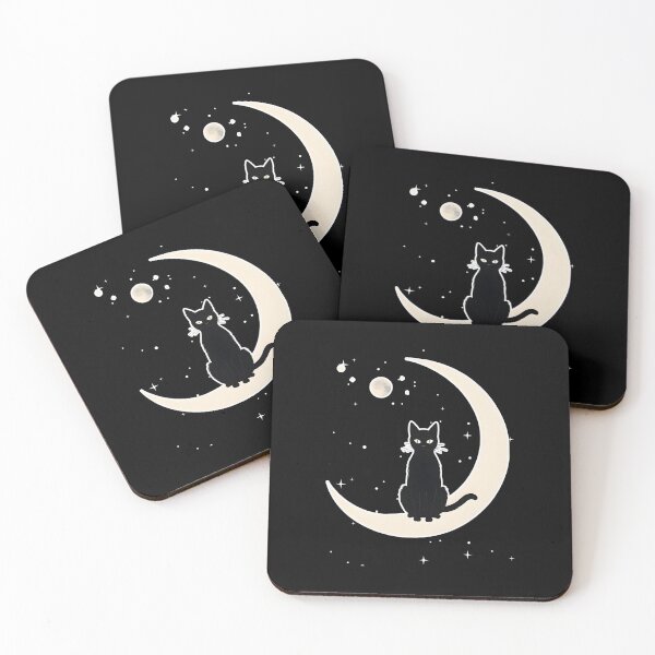 Item preview, black cat with moon trending  designed and sold by Catophile.