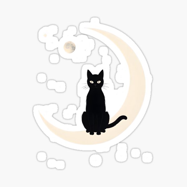 Item preview, chat noir avec tendance lune designed and sold by Catophile.