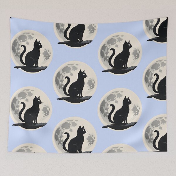 Item preview, black cat with moon designed and sold by Catophile.