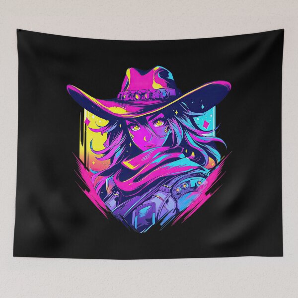 Item preview, Sexy cowgirl in pink with cowboy hat - abstract western romance designed and sold by WallGemsArt.