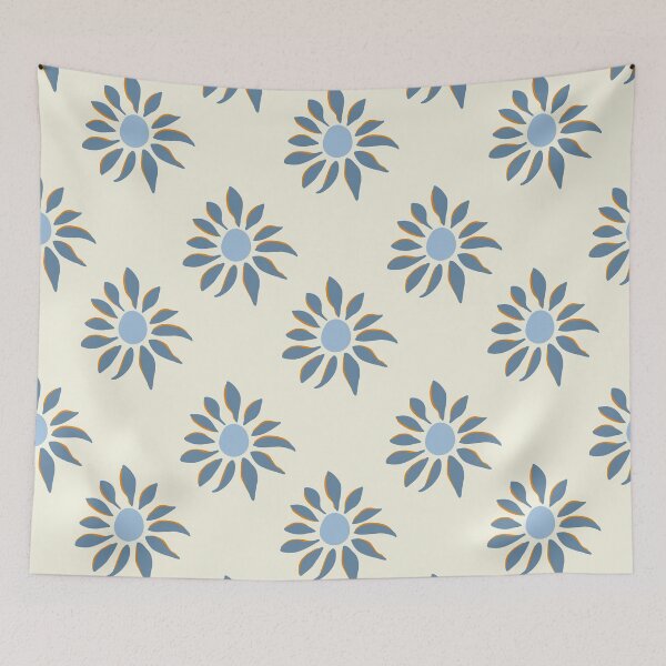 Item preview, Sunflowers Simple Minimal pattern in light blue color palette designed and sold by BrankaPD.