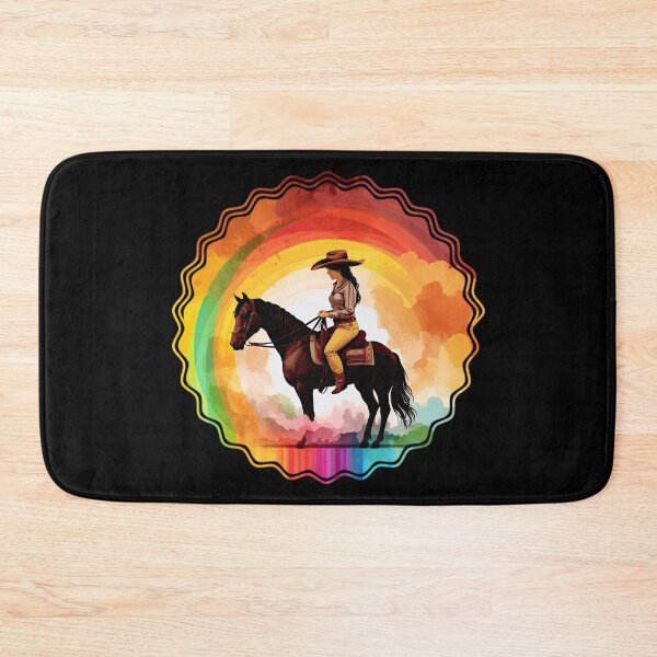 Item preview, Cowgirl Western design on a horse in the sunset designed and sold by WallGemsArt.