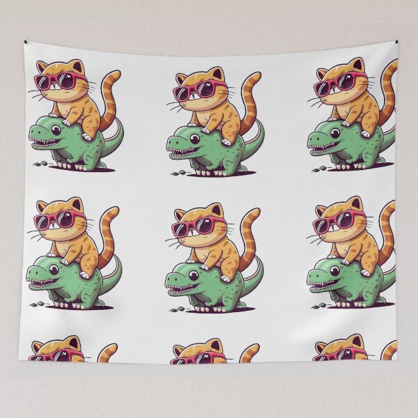 Item preview, cute dino cat designed and sold by SabyDigitalArt.