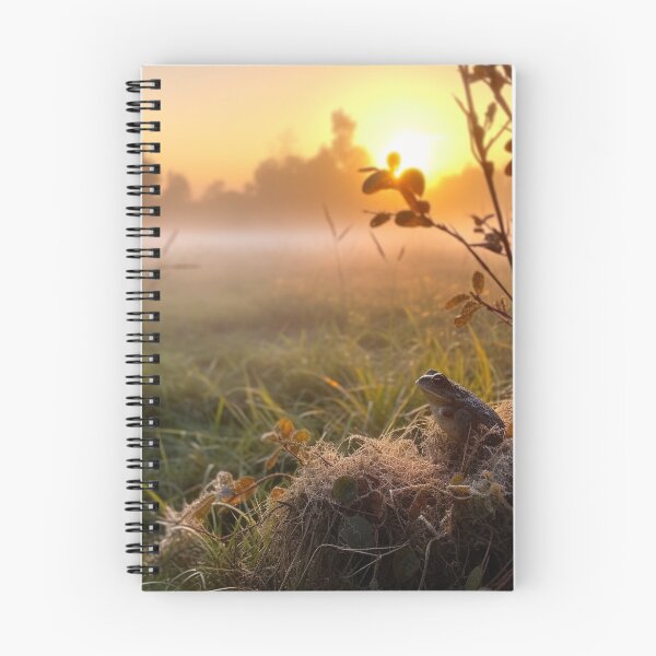 Item preview, El amanecer sobre una pradera verde se eleva en verano y la rana se sienta en el frente designed and sold by AndrewWorld.