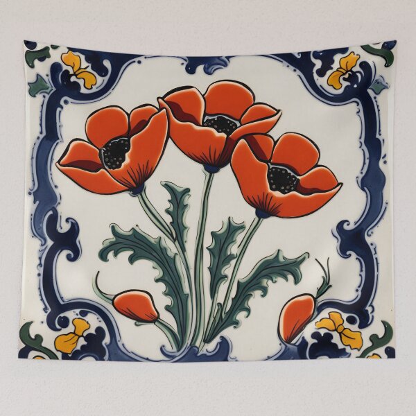 Item preview, Poppies on azulejos designed and sold by Hensfield.