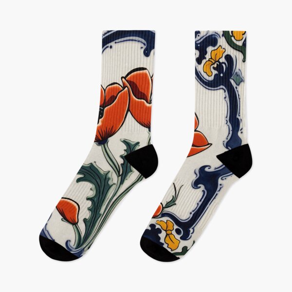 Item preview, Poppies on azulejos designed and sold by Hensfield.